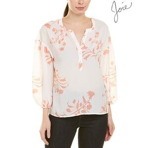 JOIE WOMEN NWT EILGA FLORAL PRINT PORCELAIN BLOUSE. SIZE L